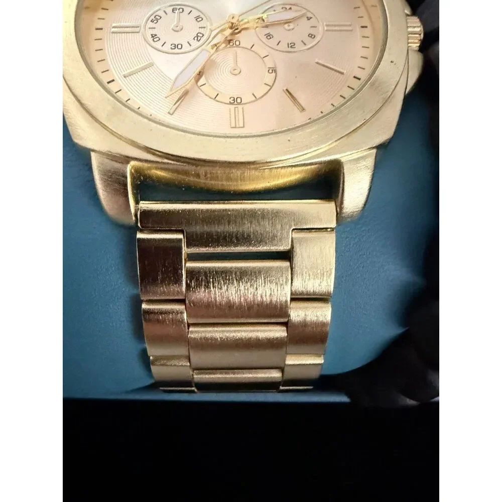 Folio Men Three-Hand Gold-Tone Watch with bracelets